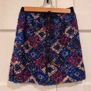 Rachel Comey Blue and Pink Sequin Mini Skirt